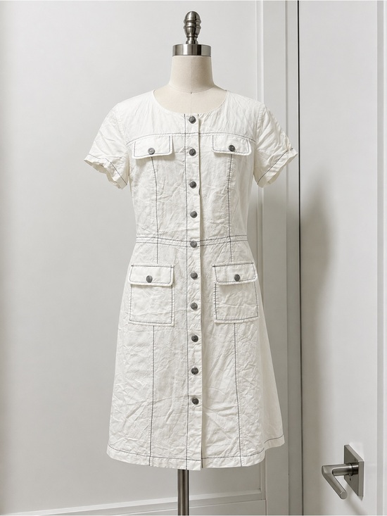Karl Lagerfeld Dresses & Skirts - Karl Lagerfeld White Button-Front Short Sleeve Midi Dress